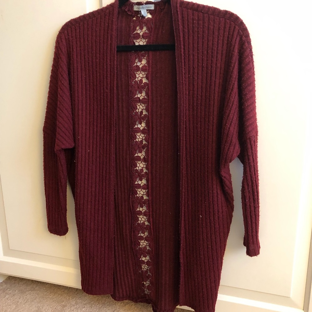Ribbed Maroon Cardigan